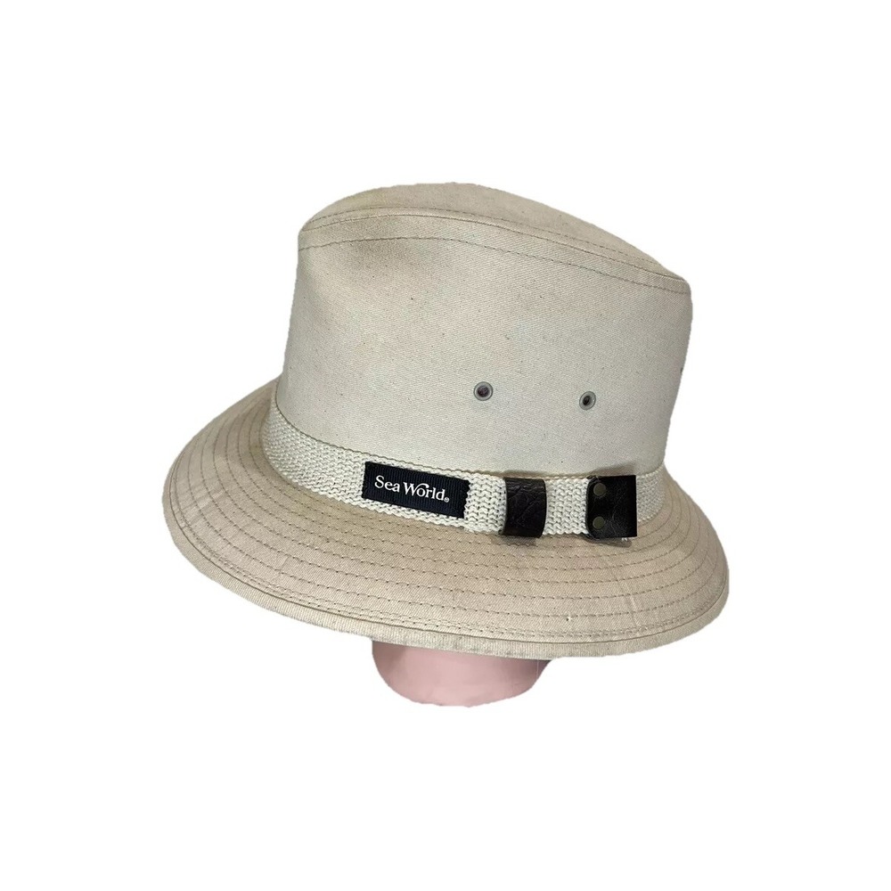 Sea World Bucket Hat Beige Canvas Outdoor Travel Sun Protection‎ Size Medium